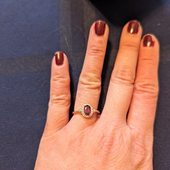 New Natural Garnet 18k rose gold plated ring size 5 $45 - Picture 3 of 6